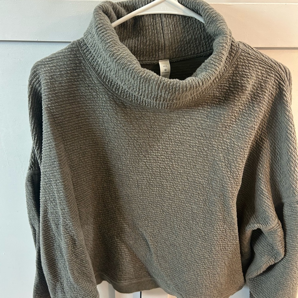 lululemon athletica Textured Gray Cowl Neck Sweater